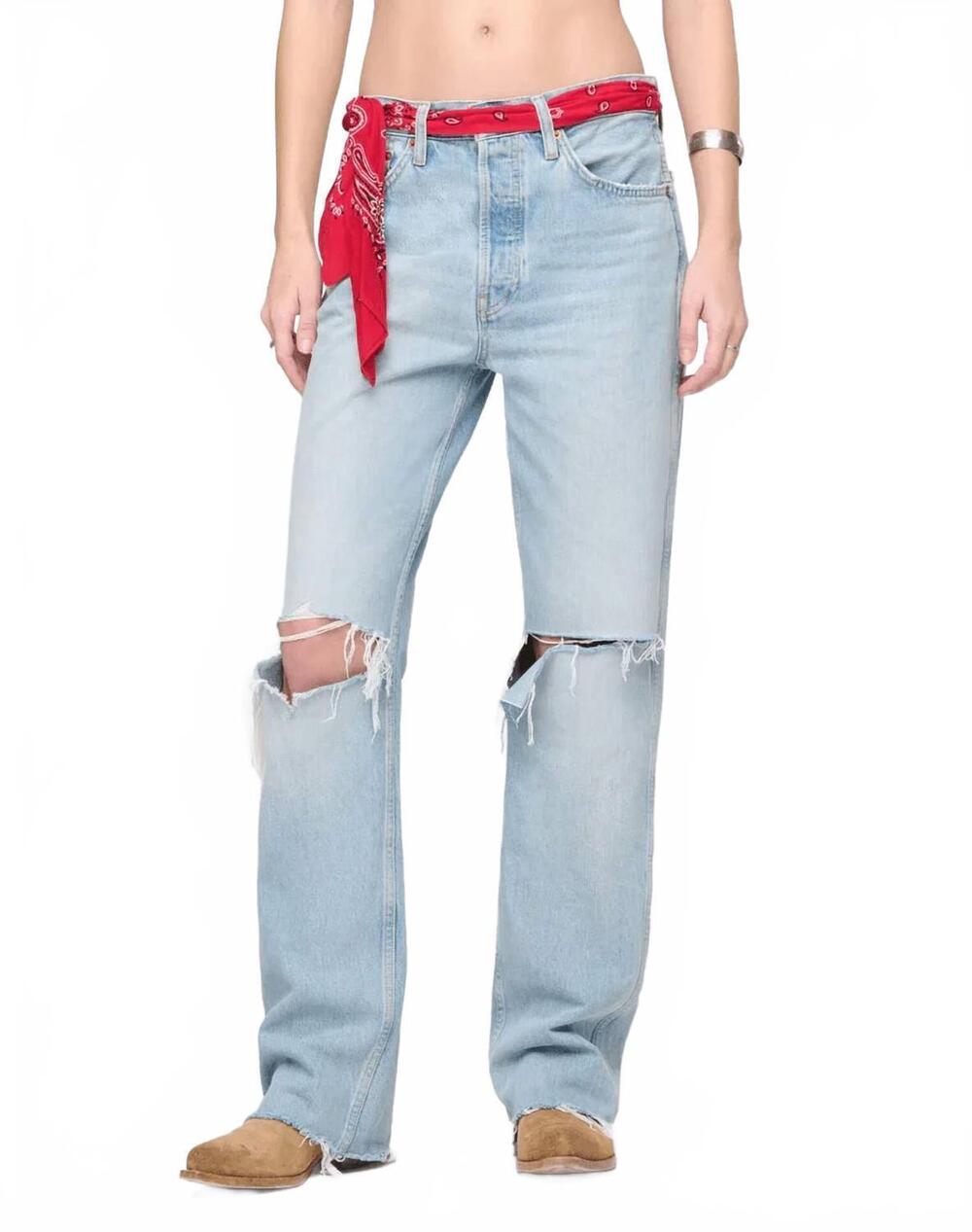 NEW RE/DONE 90s high rise loose jeans with bandana in silver springs